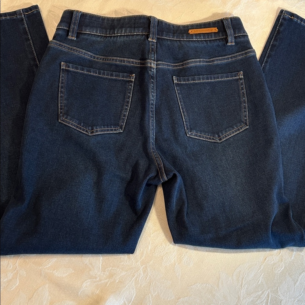 Soft Surroundings women’s straight leg stretch, dark soft denim jeans Size SP. - Picture 7 of 13